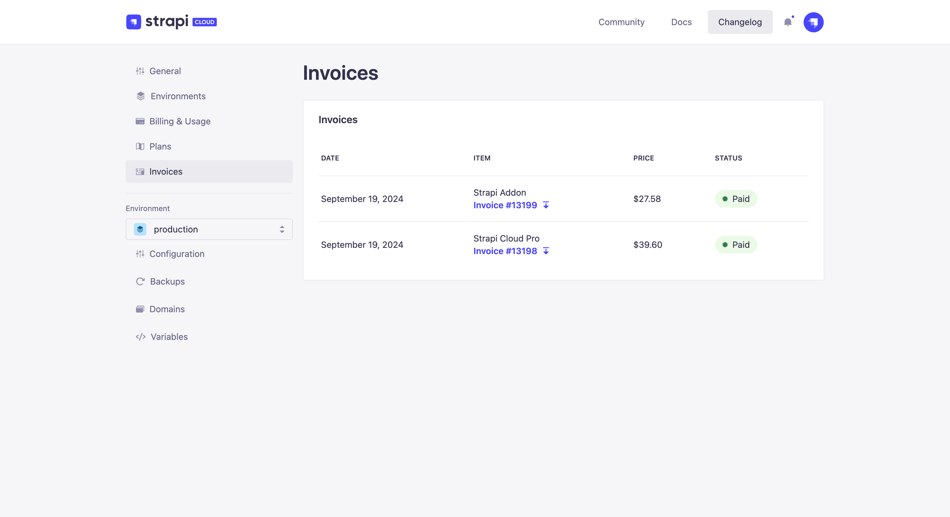 Project invoices